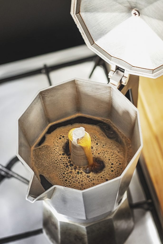 Once coffee starts to brew in a golden color, remove it from the stove.