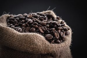 Coffee sack with roasted coffee