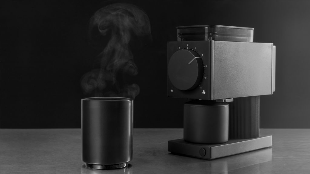 Fellow Ode black background. This is a Fellow Ode Brew Coffee Grinder Review.