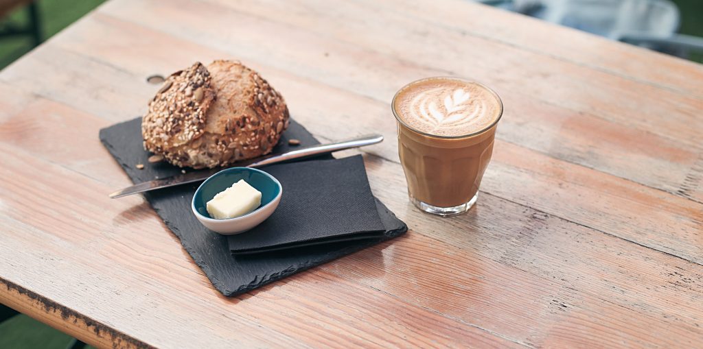 Flat white served with a bun