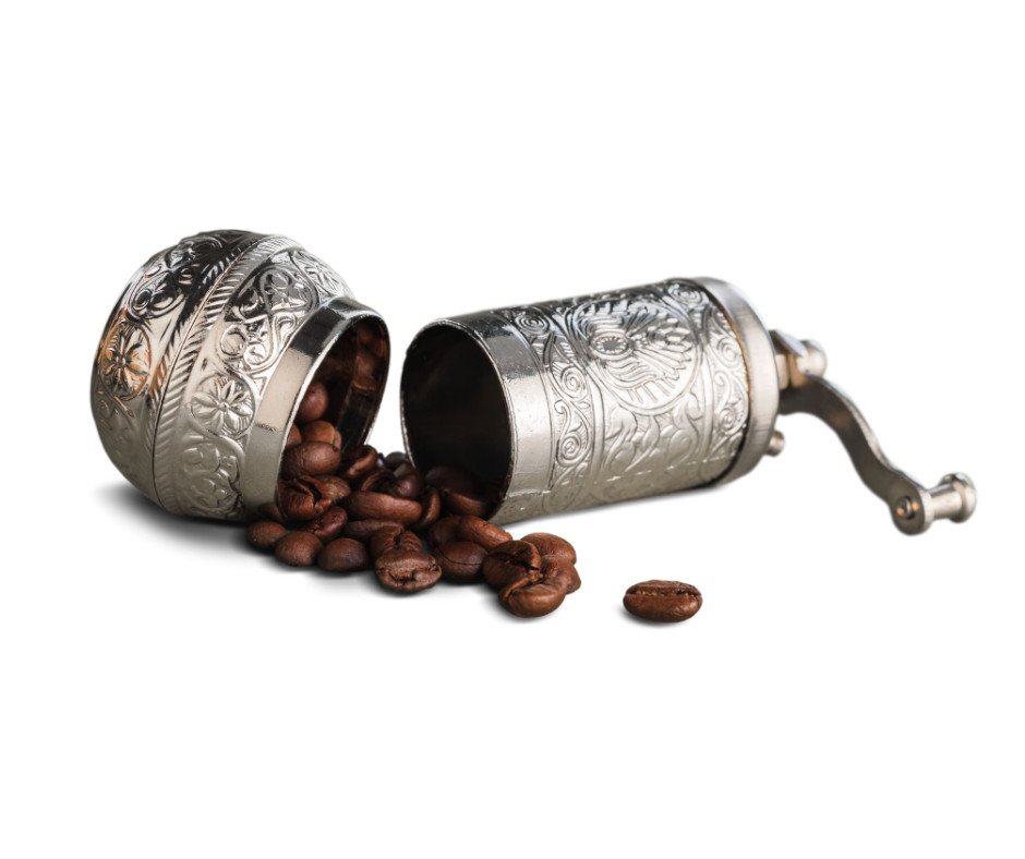 manual coffee grinder with arabesque design